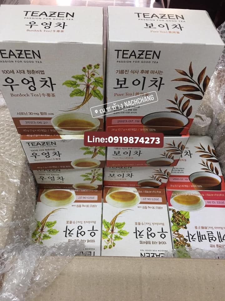 (1 กล่อง 40 ซอง) TEAZEN ชารากไม้ ชาสมุนไพรเกาหลี burdock tea ชากันเหี่ยว บรรเทาความดันสูง มะเร็ง เบาหวาน รากไม้สูง 80%