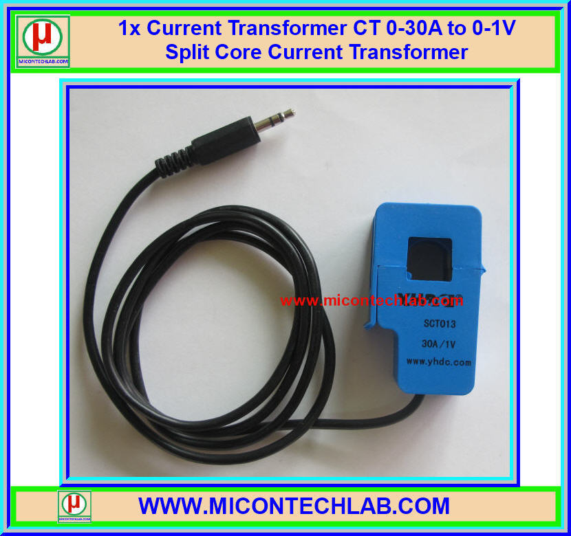 1x เซ็นเซอร์หม้อแปลงวัดกระแส SCT-013-030 CT 0-30A to 0-1V (Current Transformer Sensor)