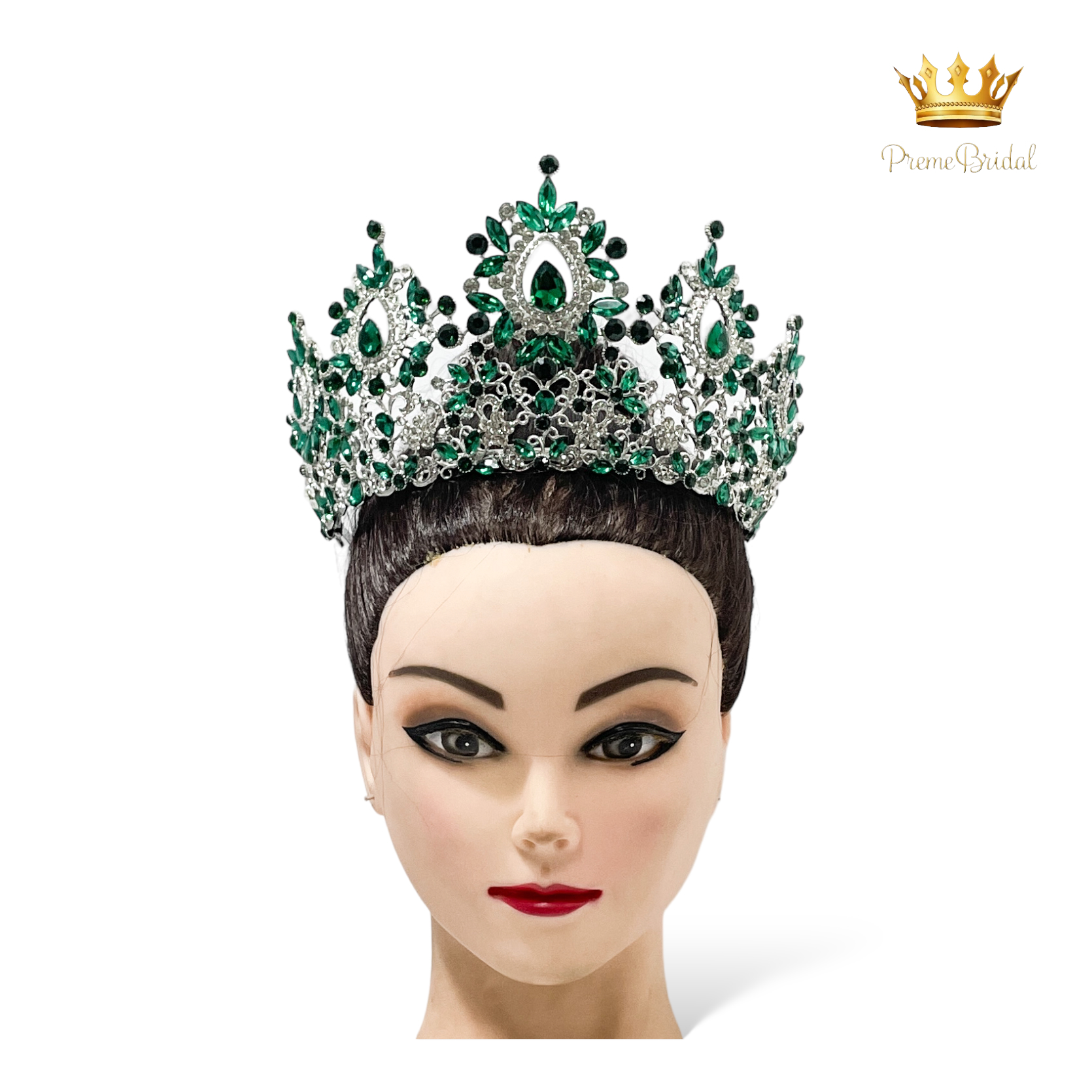 (พร้อมส่งจากไทย) มงกุฏ 122 สีเขียว งานสวย งานนางงาม รุ่นฐานกลม ปรับขนาดได้ ส่งด่วน ส่งจาก จ.อุบลราชธานี