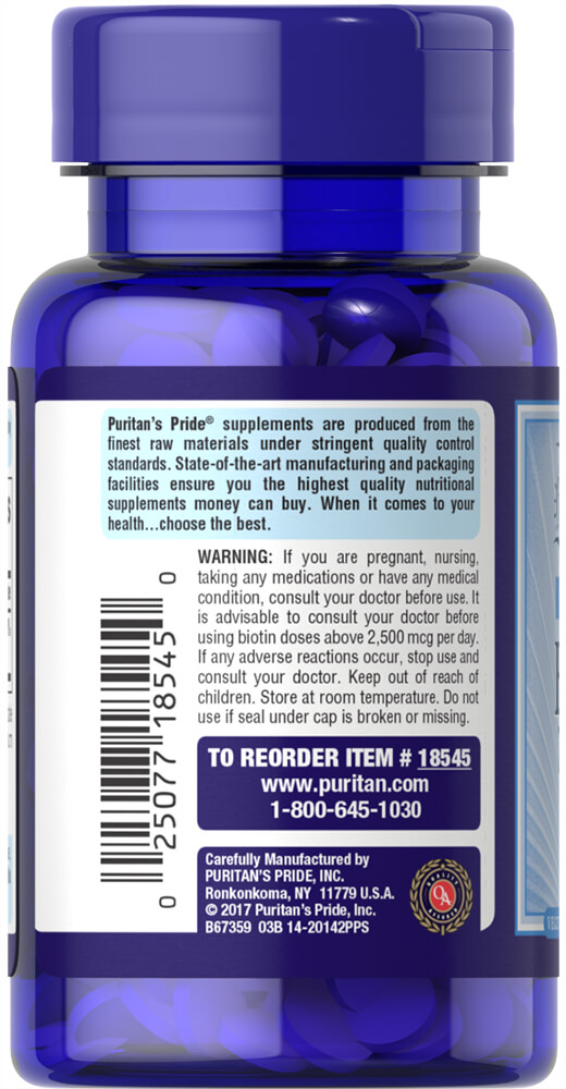 Puritan Ultra Biotin 7500 mcg 50 Tablets