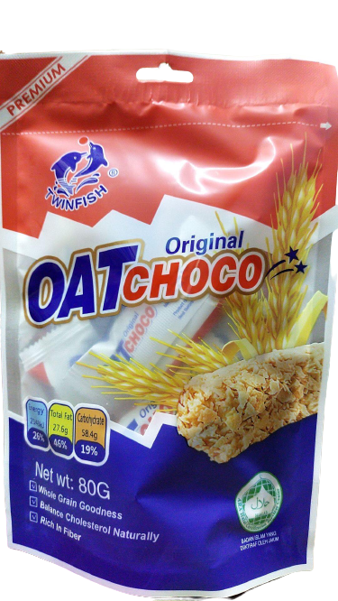 Oat Choco ขนมข้าวโอ๊ตอัดแท่ง ห่อเล็ก มี 4 รสชาติ ปริมาณ 80 กรัม เหมาะกับคนที่รักสุขภาพ อร่อย ครบรส รสนม Original ออริจินอลTwinfish ข้าวโอ๊ตอัดแท่ง ธัญพืชจากธรรมชาติ พลังงานสูง ไขมันคอเลสเตอรอลต่ำ จุ่มนมหรือจิบชากาแฟมื้อเช้า บ่าย อร่อยทุกรส