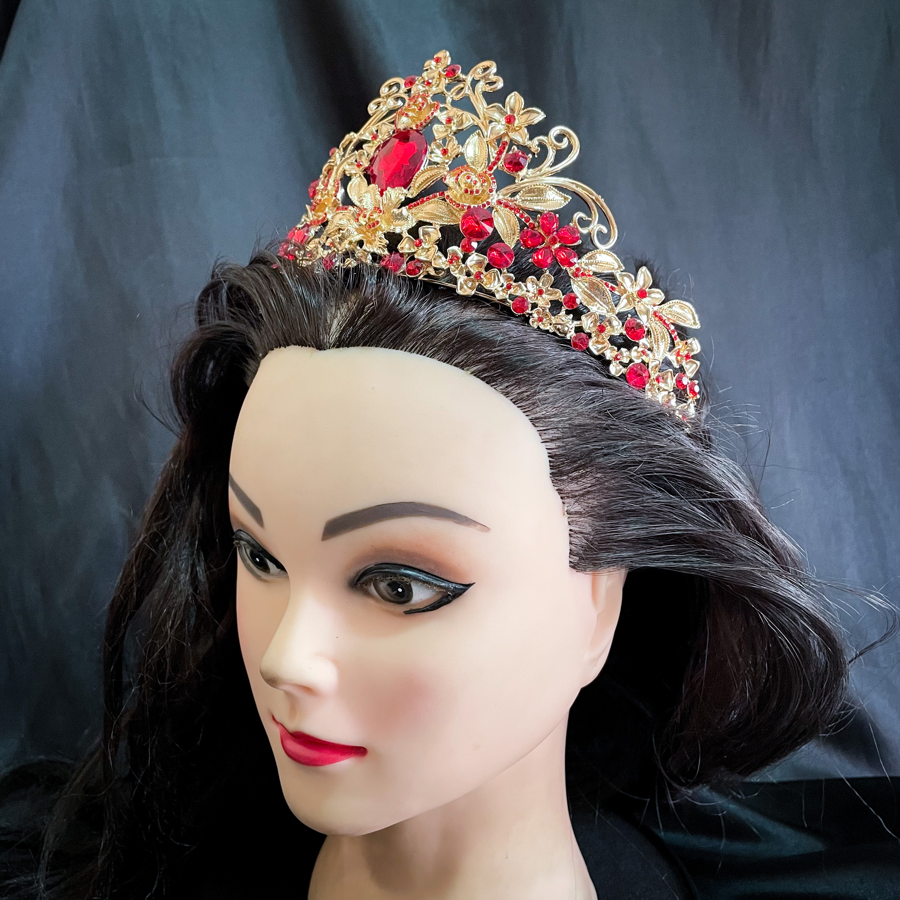 (พร้อมส่ง) เทียร่า 316 สีแดง เทียร่า มงกุฎนางงาม งานสวย QC เพชรทุกเม็ด