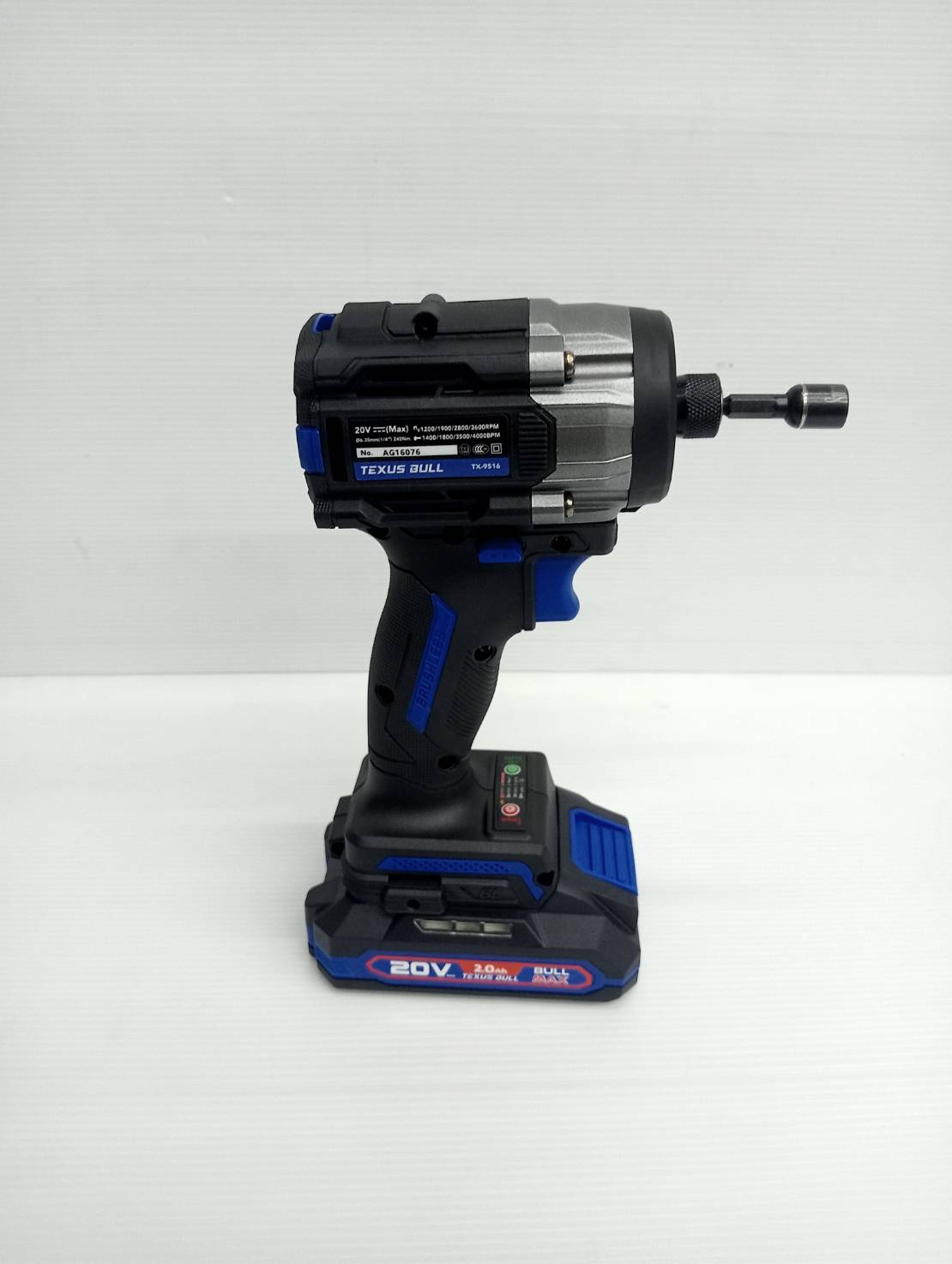 TEXUS BULL ไขควงแระแทกไร้สาย 20V พร้อมแบตเตอรี่ 2.0Ah อุปกรณ์19ชิ้น TX-9519