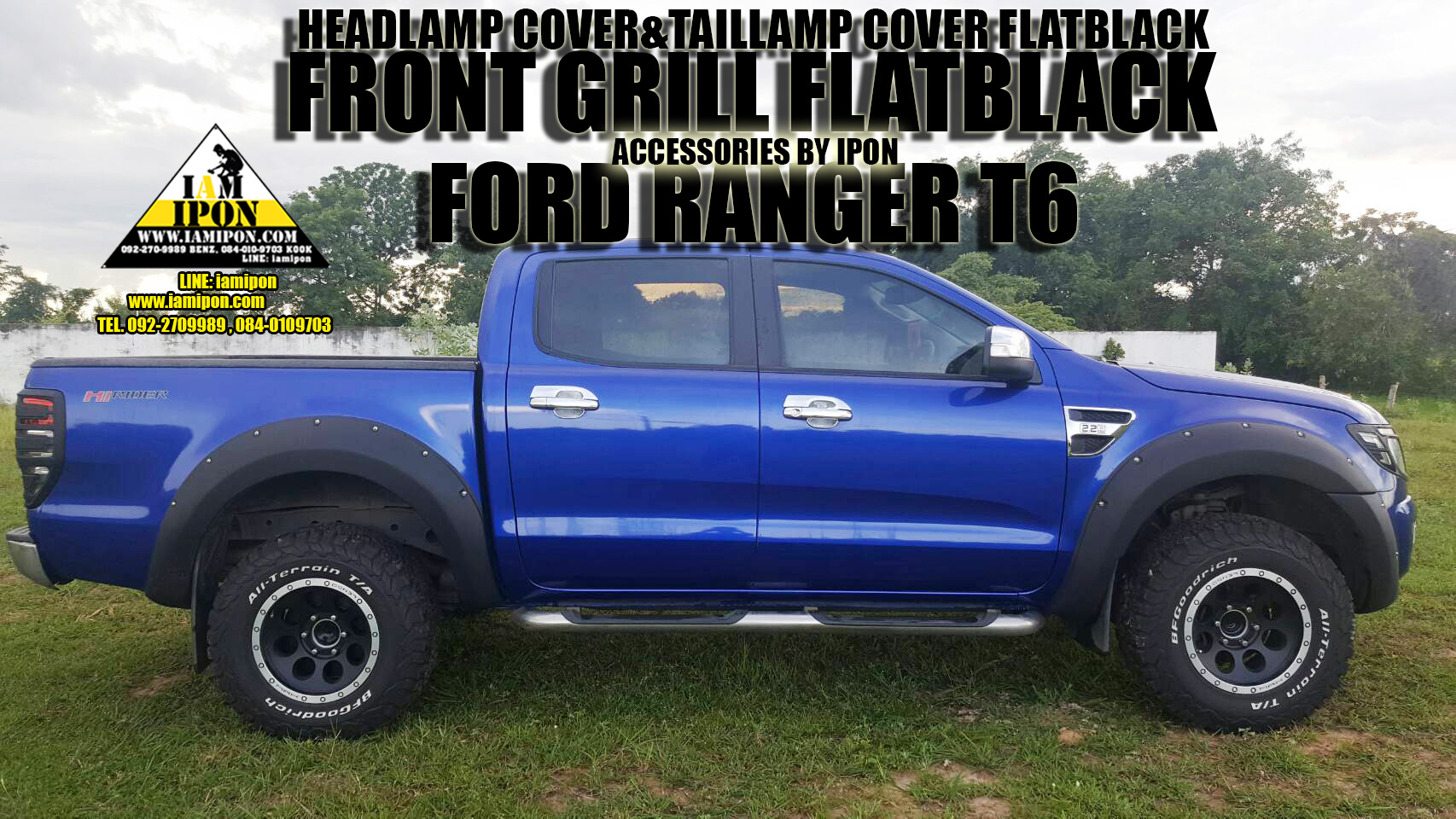 FRONT GRILL FORD RANGER T6 FLATBLACK LOGOWILDTRAK กระจังหน้าดำด้านโลโก้วายแทรก ฟอร์ดเรนเจอร์ T6