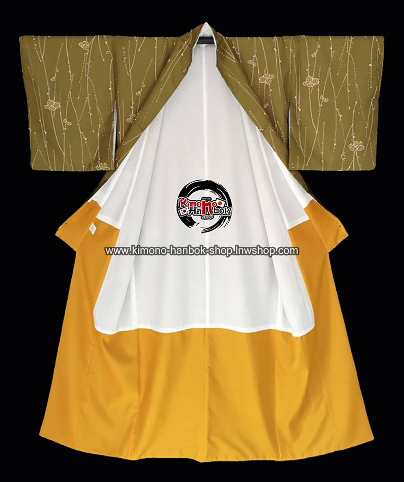 ชุดกิโมโนสีเขียวลาย01