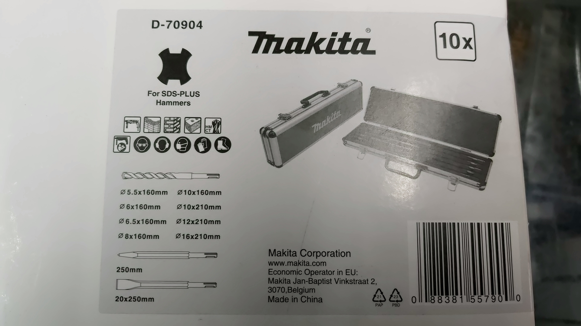 ชุดดอกสว่านโรตารี่10ตัวชุด D-70904 MAKITA