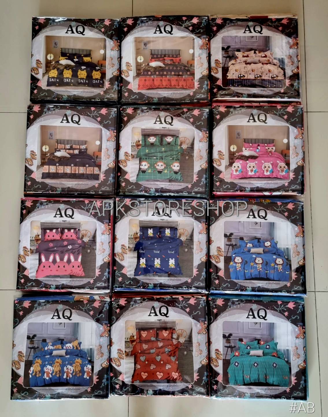ขายส่ง ชุดเซท ผ้าปูที่นอน พิมพ์ลาย #AQ-24 ส่ง 135 บาท