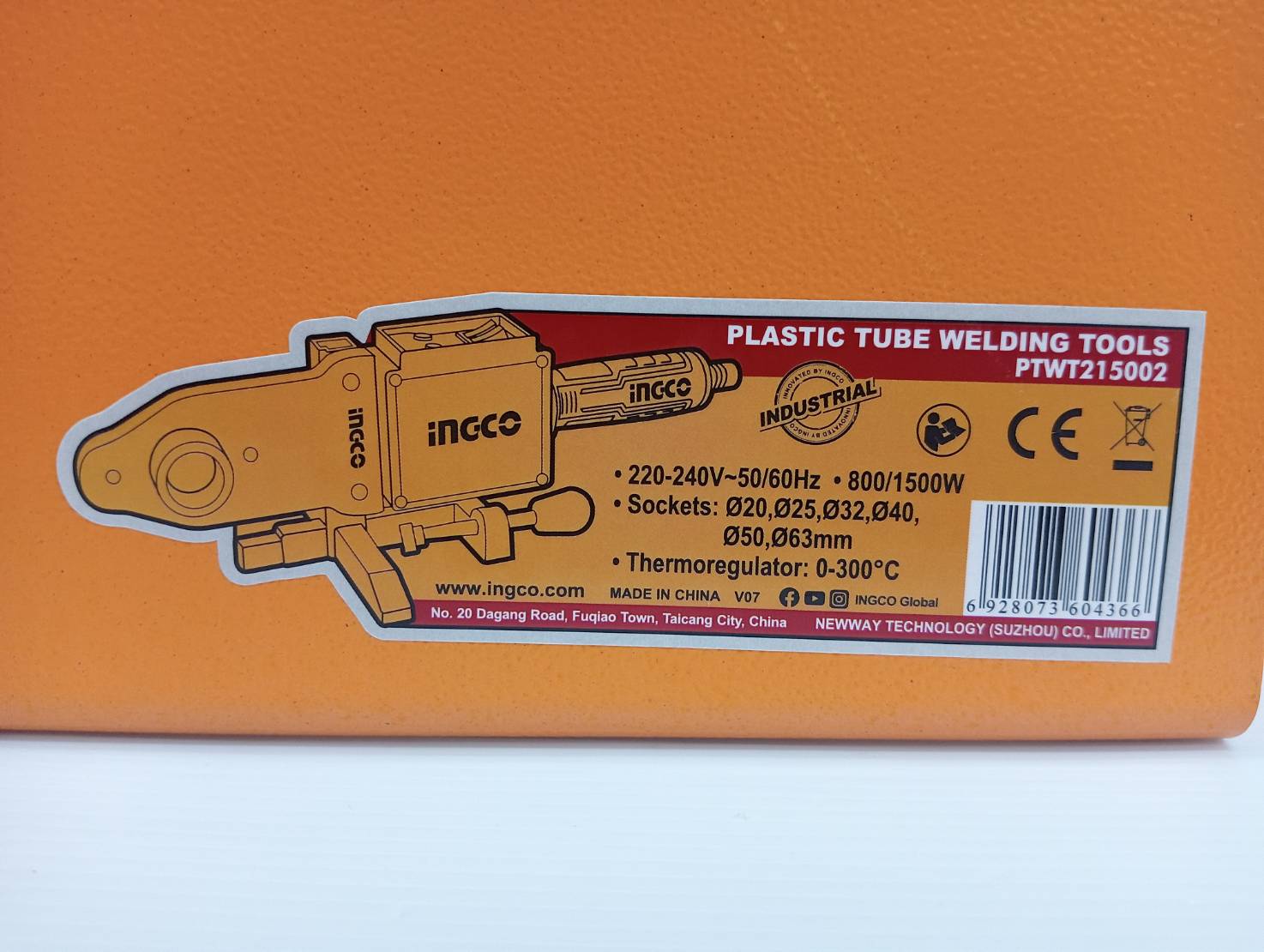 INGCO เครื่องเชื่อมท่อ 20-63 มม. กำลังไฟ 800 วัตต์/1500วัตต์ สำหรับท่อชนิด PP-R,PE รุ่น PTWT215002