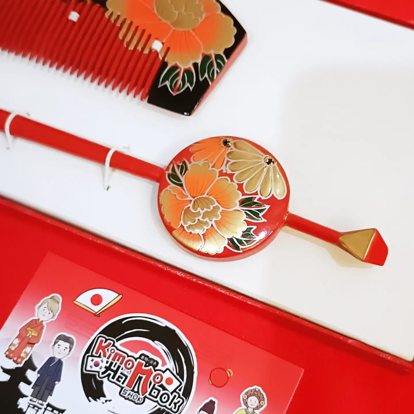 ชุดปิ่นไม้โทนสีแดงดำ คู่PINW20013