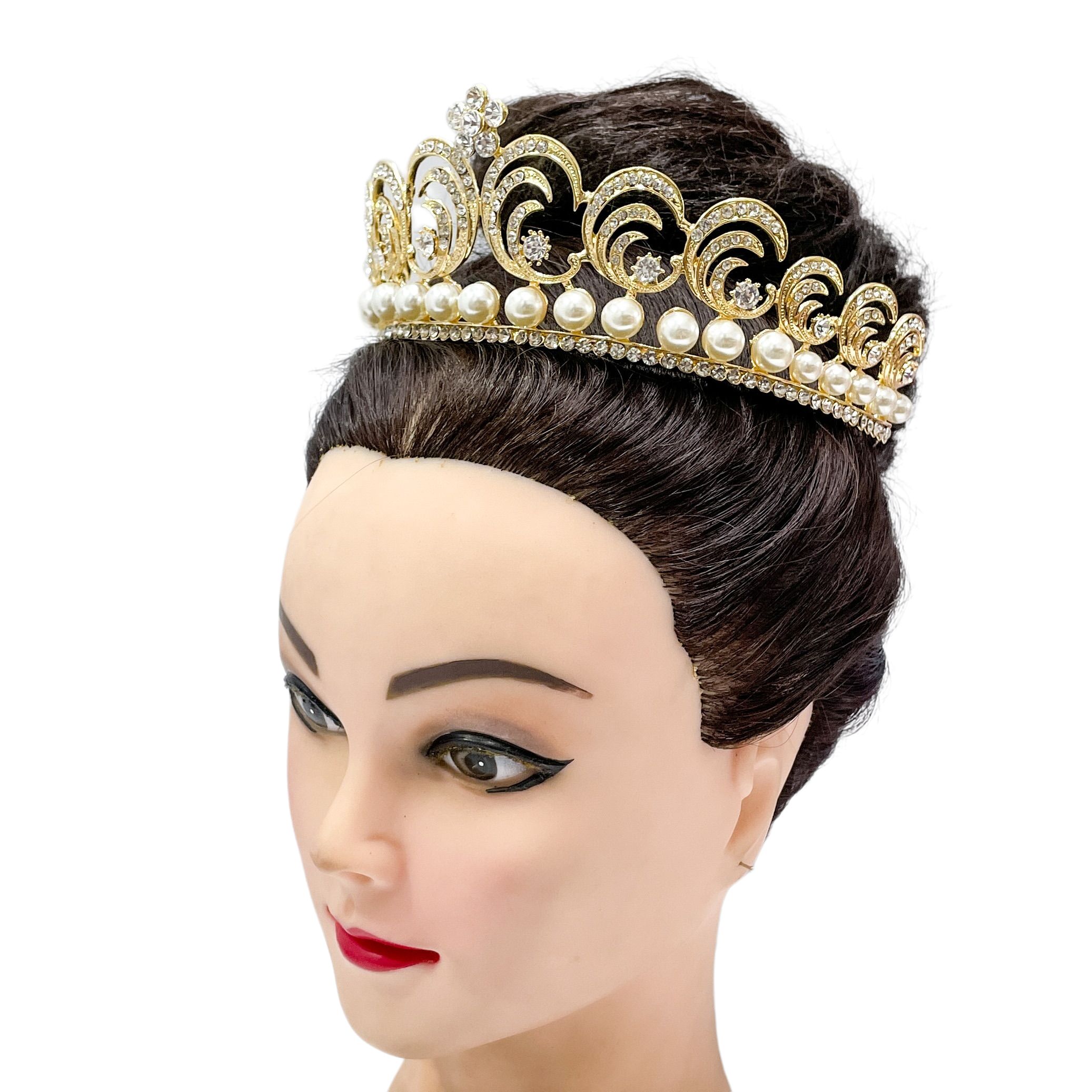 (พร้อมส่ง) เทียร่า 005 สีทอง มงกุฎนางงาม มงกุฎเจ้าหญิง งานสวย ปราณีต QCเพชรทุกเม็ด สินค้าพร้อมส่งจากไทย