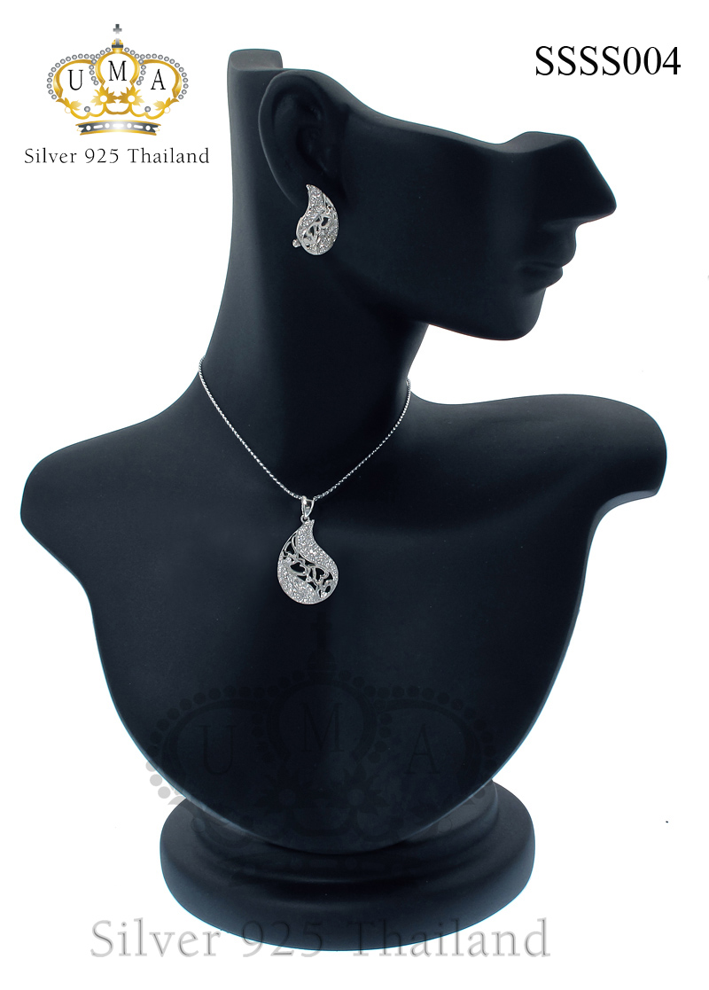 ต่างหูพร้อมจี้ ( เงิน ) = Earring with Pendant ( Silver )