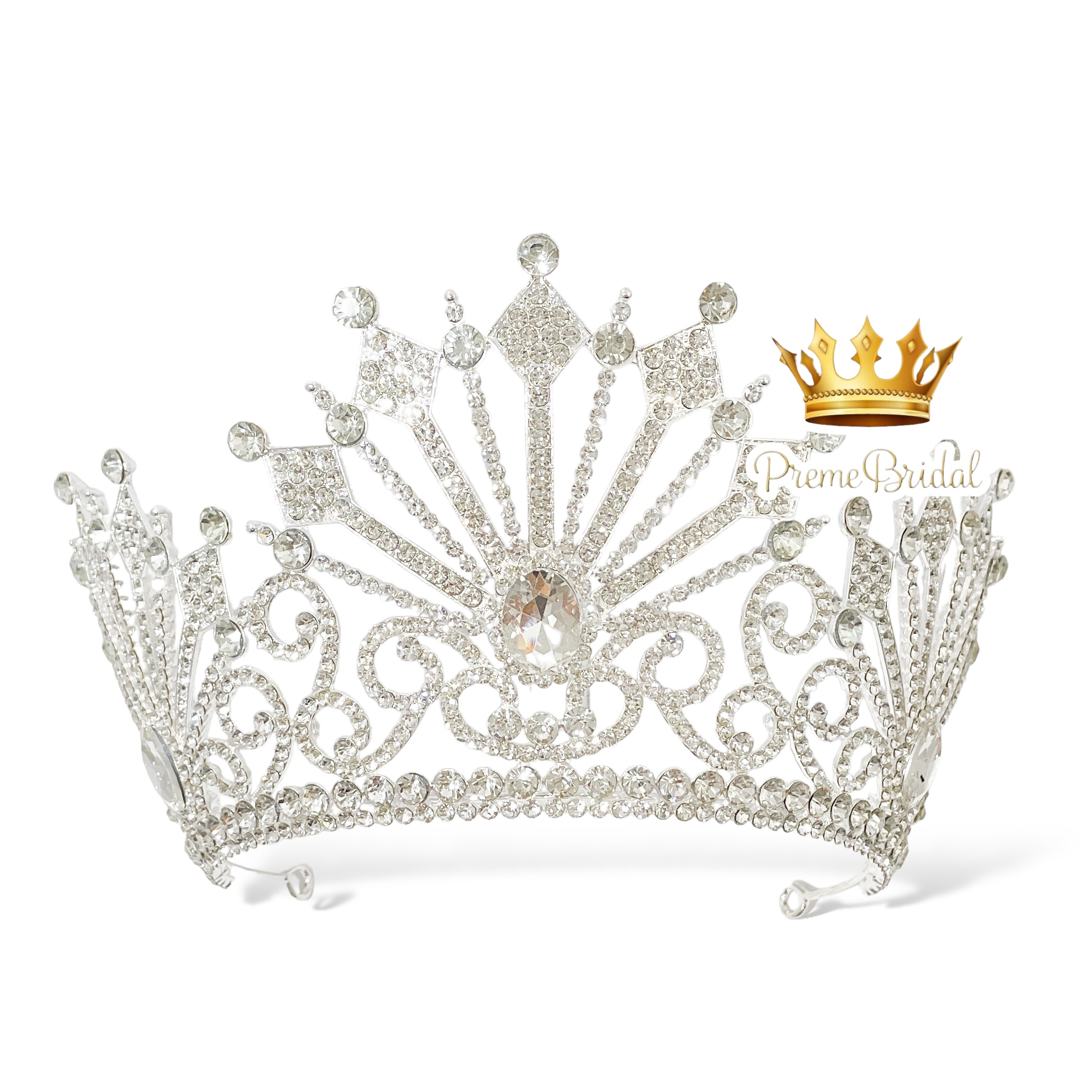 (พร้อมส่ง) เทียร่า 417 สีเงิน มงกุฎนางงาม ครึ่งหัว งานสวย ปราณีต QCเพชรทุกเม็ด สินค้าพร้อมส่งจากไทย