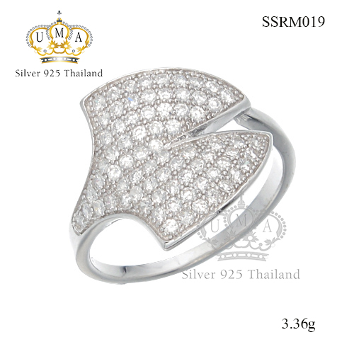 แหวนเงินแท้925เพรชประดับเพรชแท้สวิส เกรดดี น้ำใส