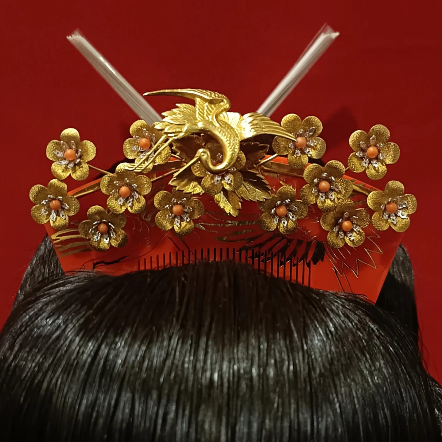 ชุดปิ่นนกกระเรียน(โลหะ)PINVIP008