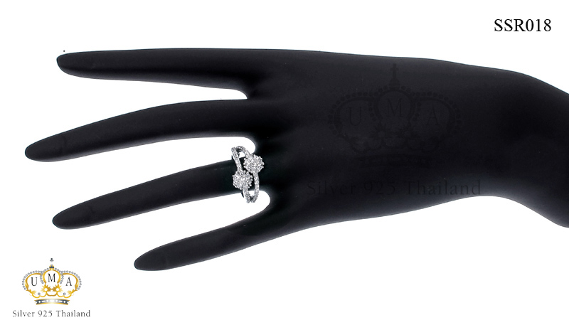 แหวนเงินแท้925เพรชประดับเพรชแท้สวิส เกรดดี น้ำใส