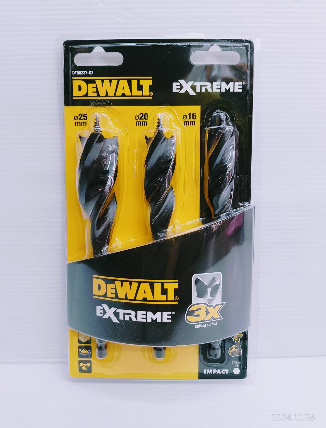 DEWALT รุ่น DT90237-QZ ชุดดอกสว่าน Tri Flute แพ็ค 3 ชิ้น 152มม. (16mm,20mm,25mm)