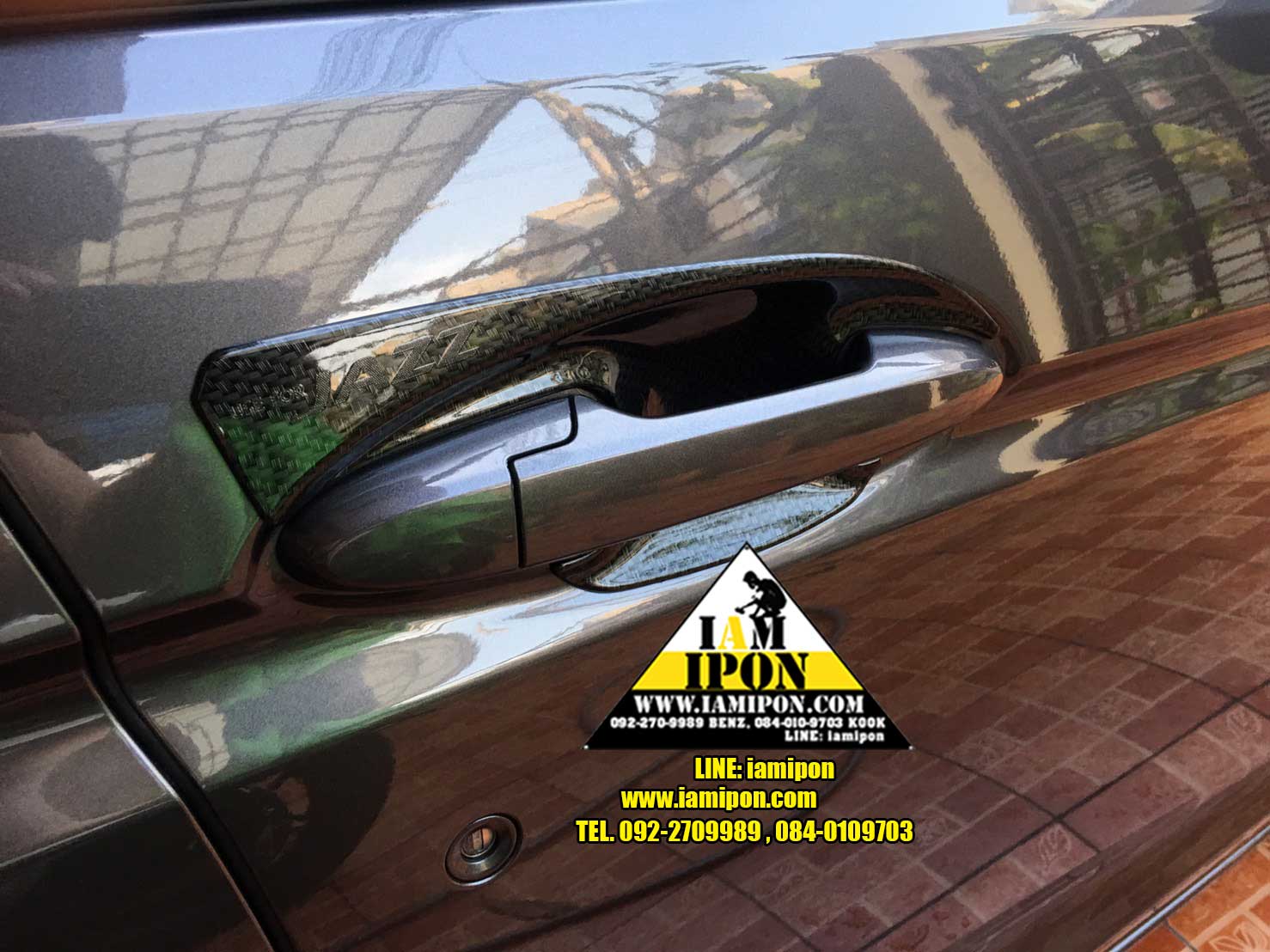 DOOR HANDLE JAZZ GK14 -15 CARBON เบ้ารองมือเปิดคาร์บอนแจ๊ส จีเค ปี14 - 15