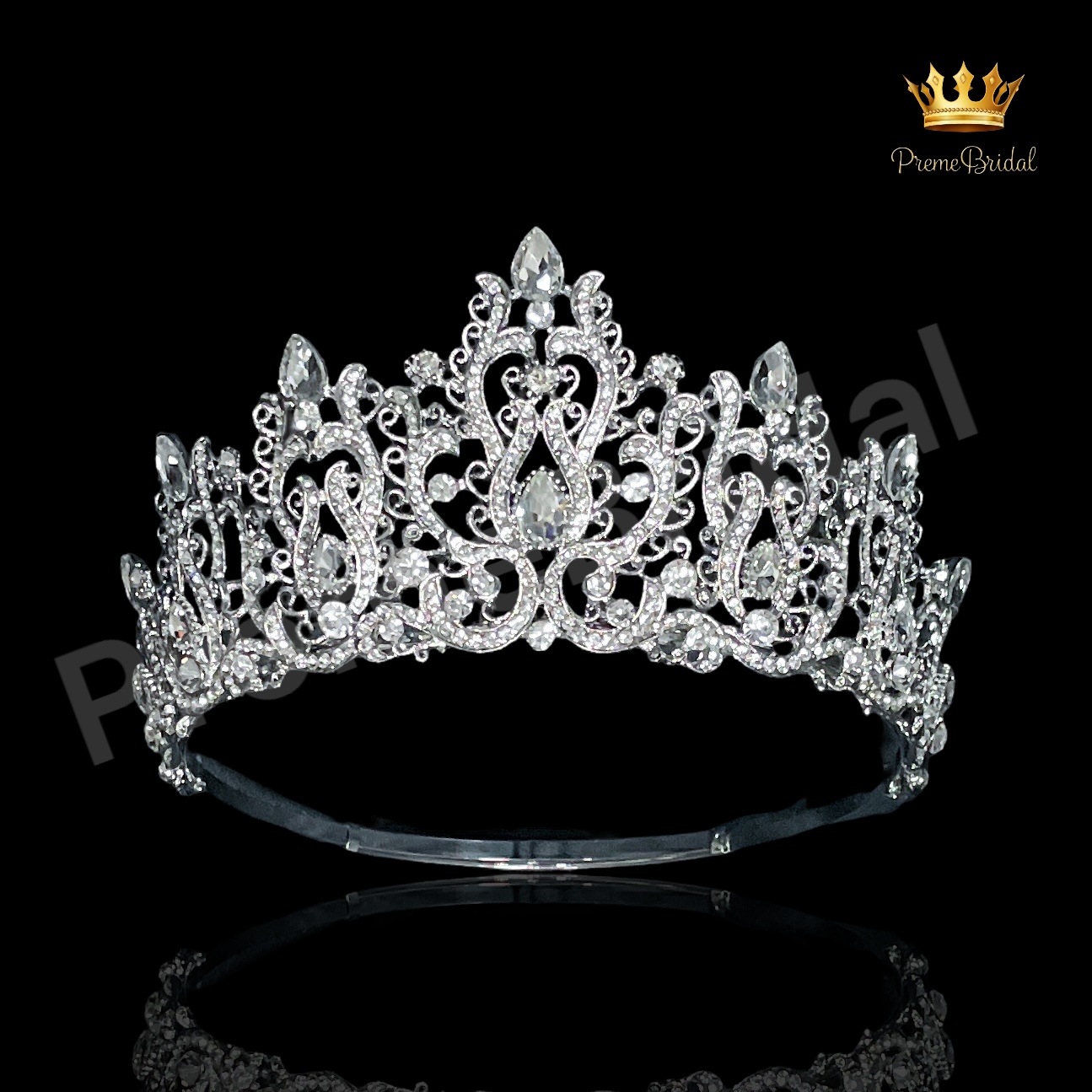 (พร้อมส่งจากไทย) มงกุฏ 114 สีเงิน มงกุฎนางงาม มงกุฎเพชร สวยงามอลังการ ฐานมงวงกลมปรับได้