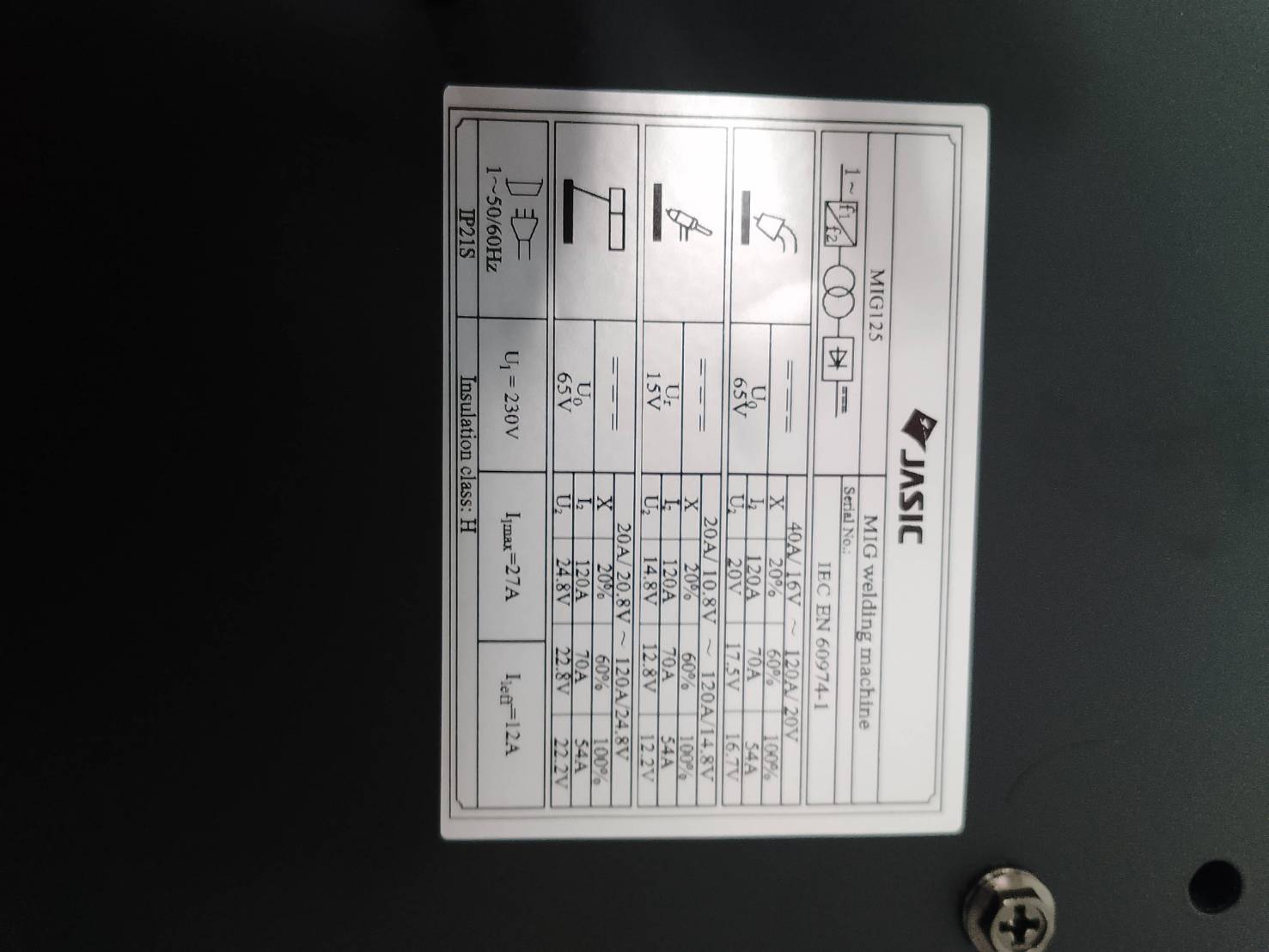 เครื่องเชื่อมไฟฟ้า MIG125 JASIC