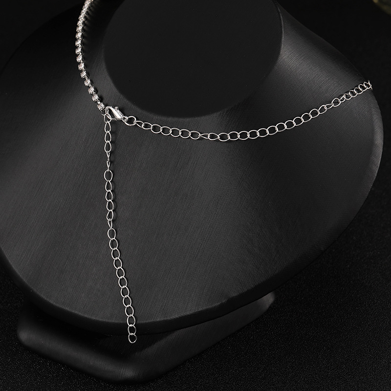 (พร้อมส่ง) สร้อยคอเพชร+ต่างหูแบบเข็ม 003 สร้อยคอเจ้าสาว สร้อยคอใส่ออกงาน สวยหรูดูแพง