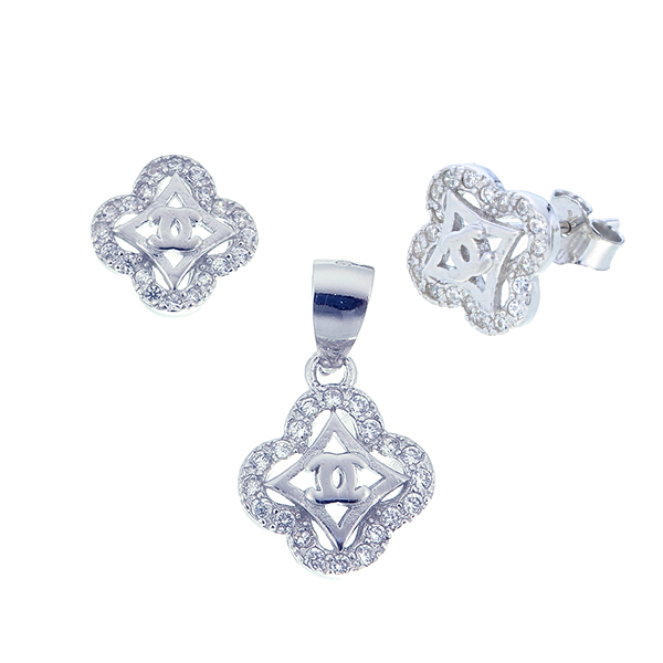 ต่างหูพร้อมจี้ ( เงิน ) = Earring with Pendant ( Silver )