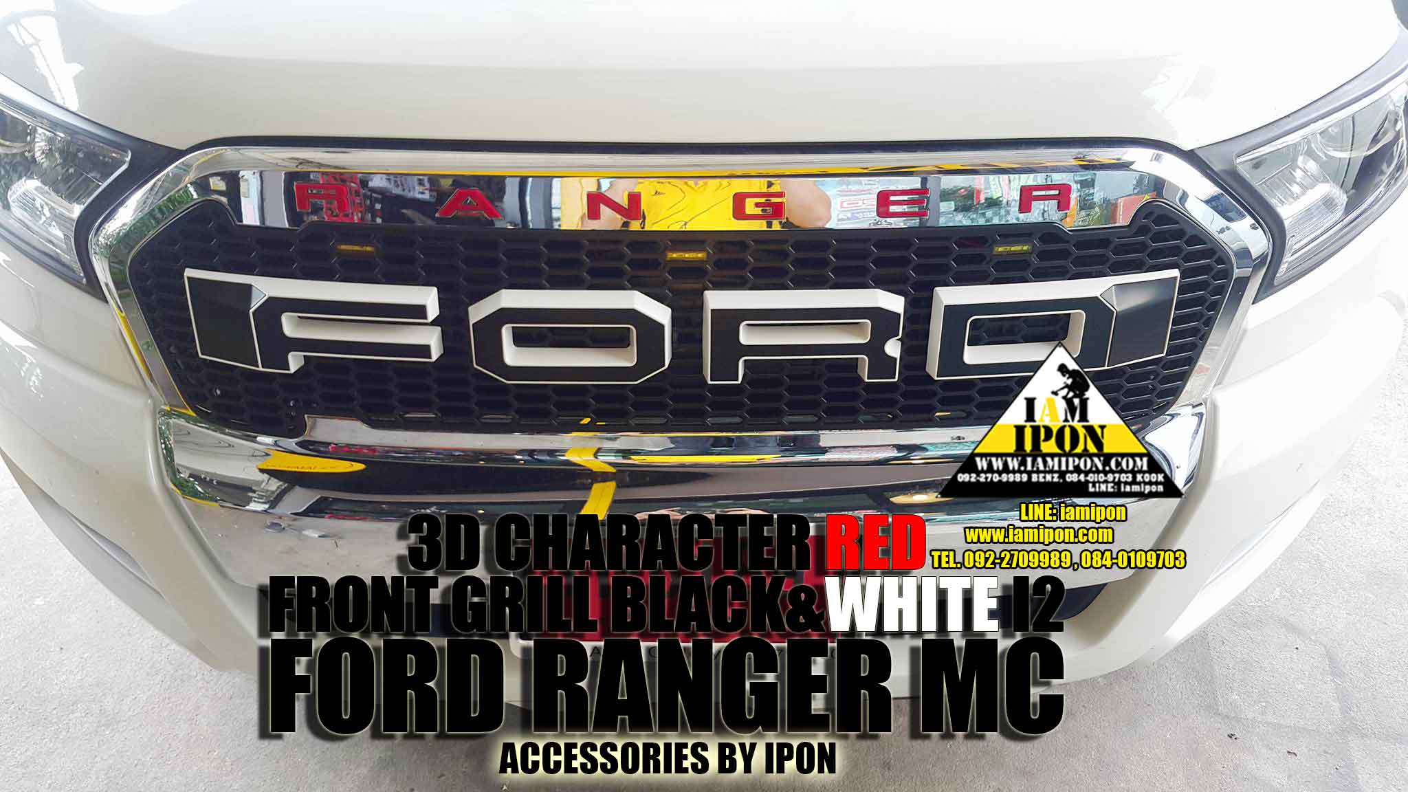 FRONT GRILL BLACK&WHITE I2 FORD RANGER MC กระจังหน้าดำขอบขาว I2 ฟอร์ดเรนเจอร์ MC