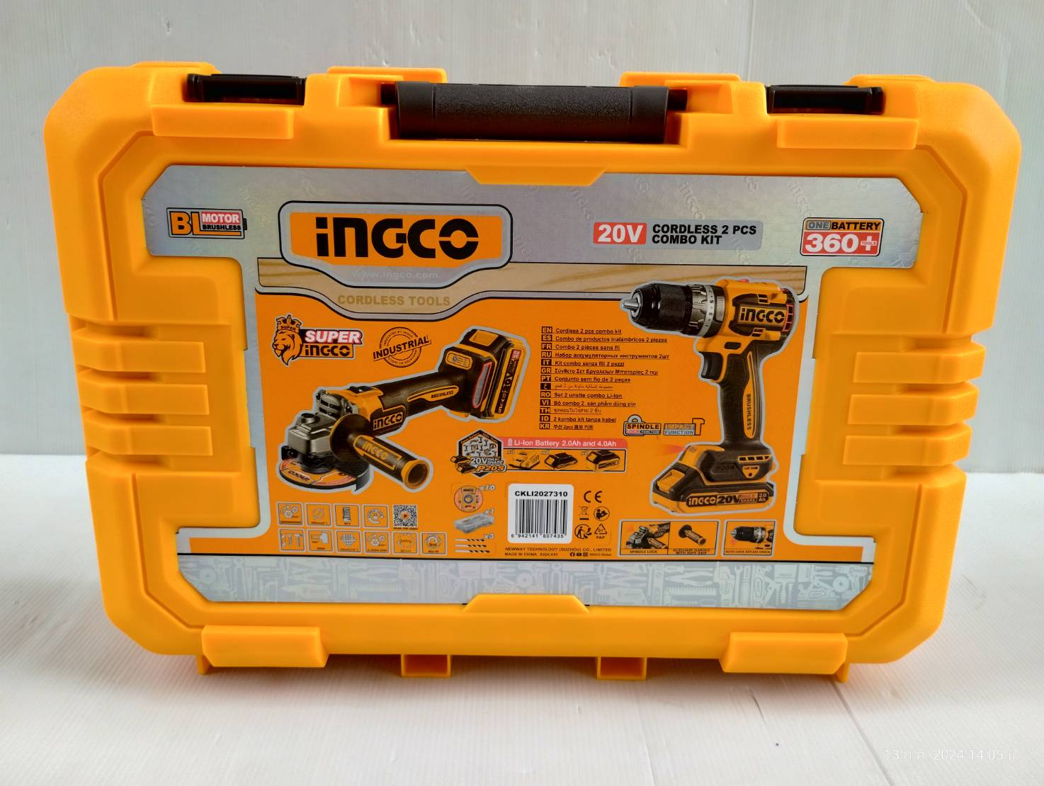 ชุดสว่านกระแทกไร้สาย+เครื่องเจียรแบตเตอรี่ 4นิ้ว รุ่น CKLI2027310 INGCO