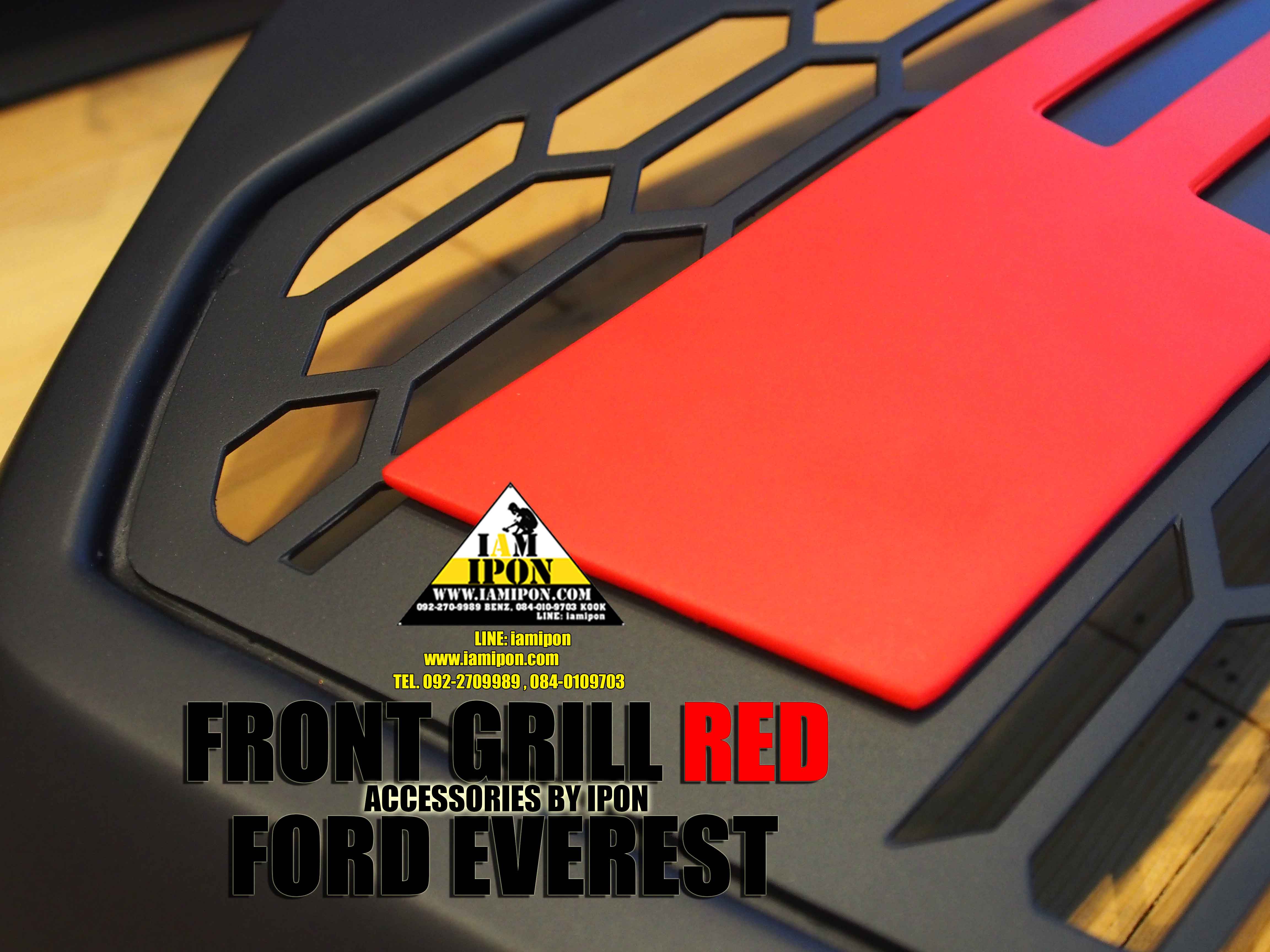 FRONT GRILL RED FORD EVEREST กระจังหน้าฟอร์ดเอเวอเรสต์ตัวหนังสือแดง