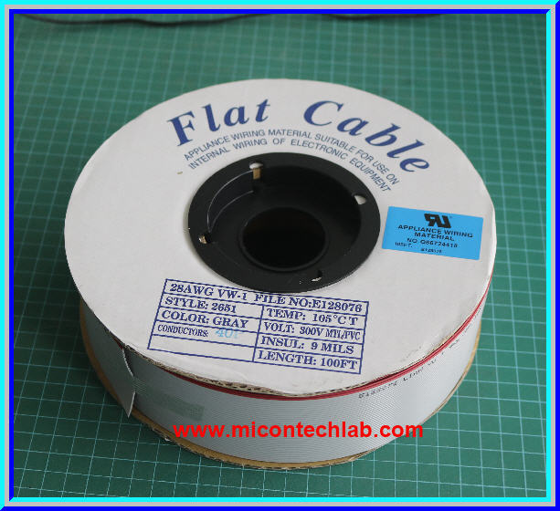 1x สายแพ 28AWG แบบ 40 เส้น พิชท์ 1.27 มม. สีเทา ยาว 1 ฟุต