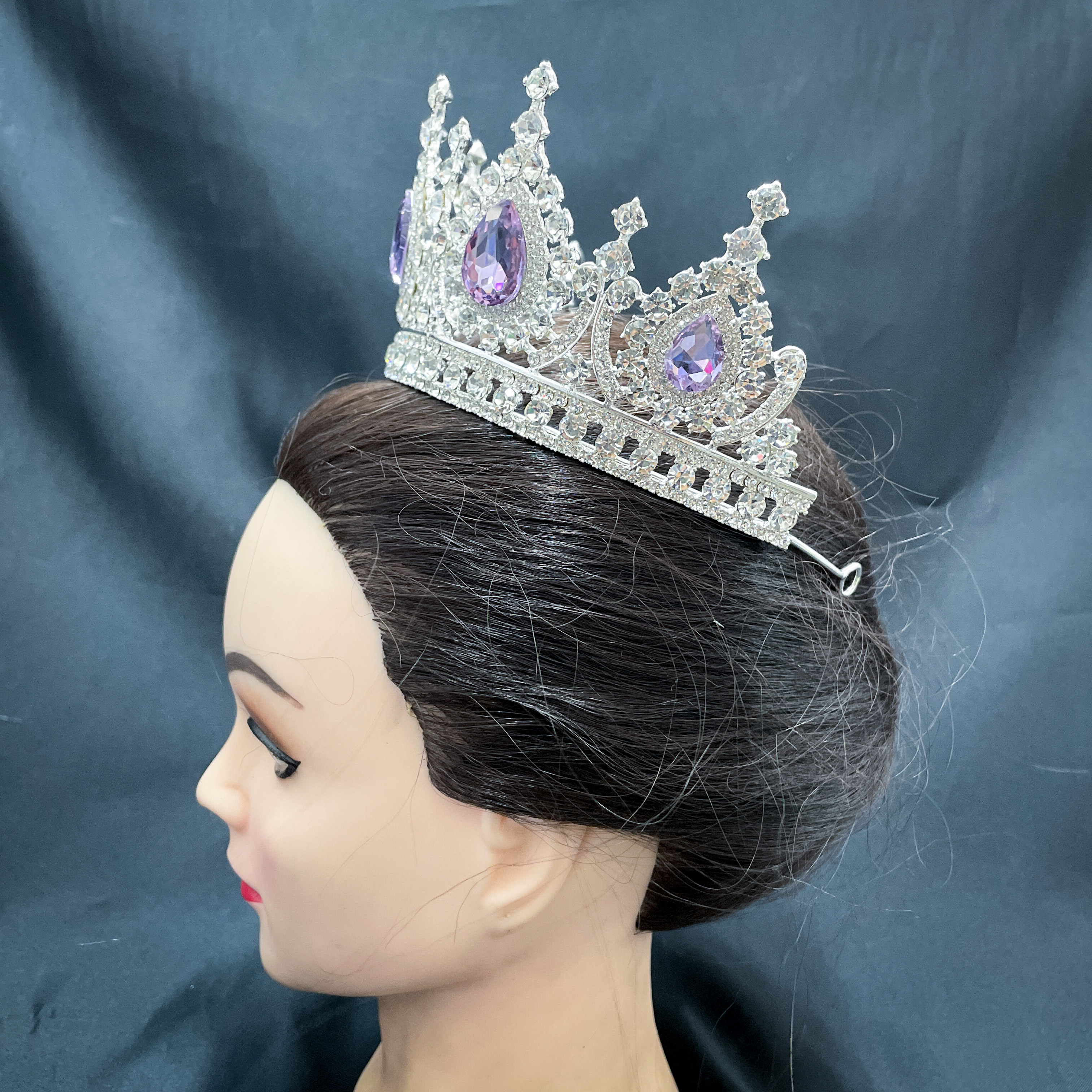 (พร้อมส่ง) เทียร่า 282 สีม่วง มงกุฎนางงาม มงกุฎเจ้าหญิง งานสวย ปราณีต QCเพชรทุกเม็ด สินค้าพร้อมส่งจากไทย