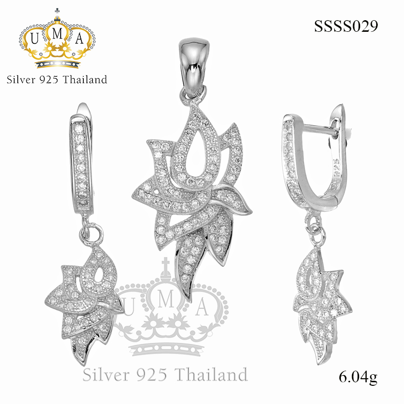 ต่างหูพร้อมจี้ ( เงิน ) = Earring with Pendant ( Silver )