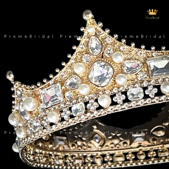 (พร้อมส่ง) มงกุฏผู้ชาย 035 สีทองเพชรขาว มงกุฎผู้ชาย มงกุฎเจ้าชาย งานสวย ปราณีต QCเพชรทุกเม็ด
