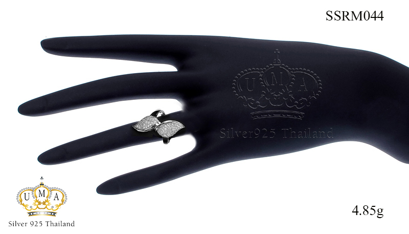 แหวนเงินแท้925เพรชประดับเพรชแท้สวิส เกรดดี น้ำใส