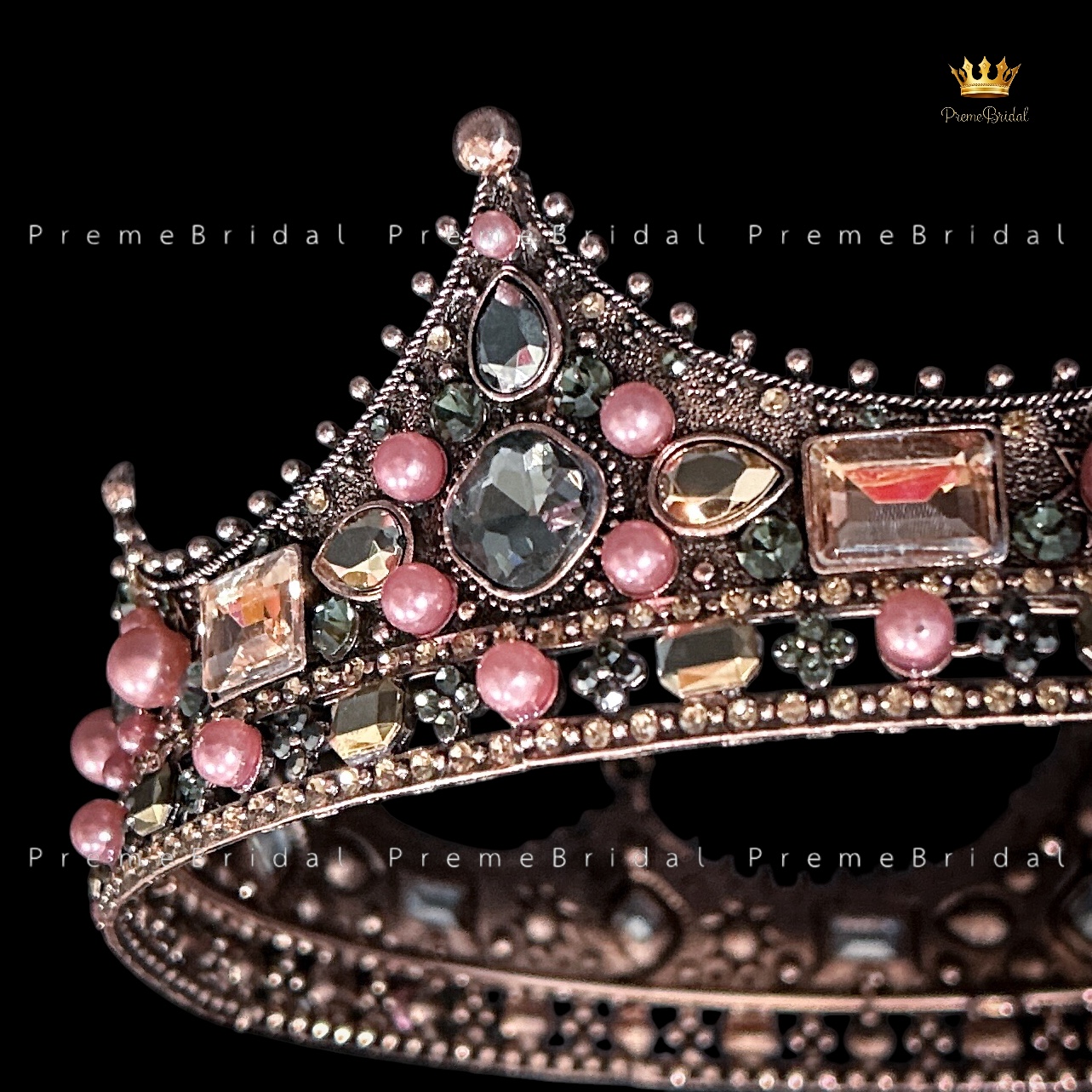 (พร้อมส่ง) มงกุฏผู้ชาย 035 สีวินเทจ ไข่มุกม่วง มงกุฎผู้ชาย มงกุฎเจ้าชาย งานสวย ปราณีต QCเพชรทุกเม็ด