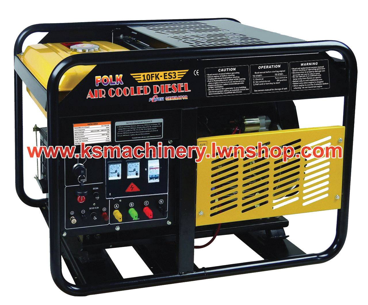 เครื่องปั่นไฟ ดีเซล FOLK (โฟล์ค) รุ่น 10FK-ES3 (10KW / 380V)