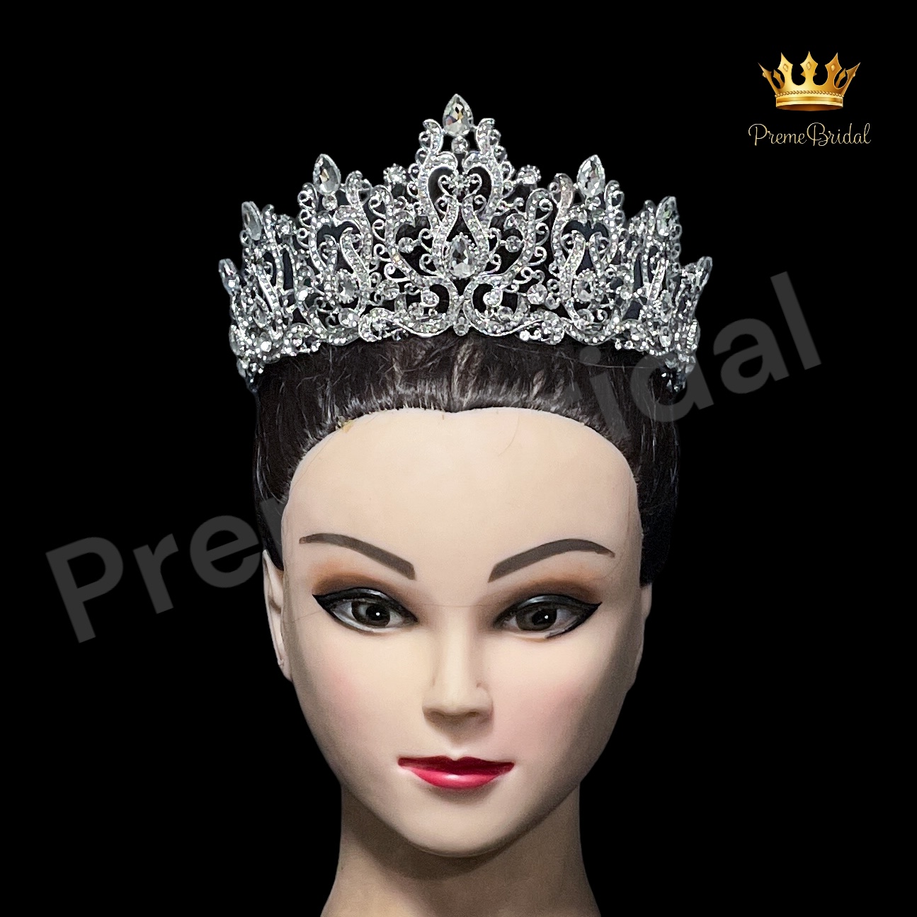 (พร้อมส่งจากไทย) มงกุฏ 114 สีเงิน มงกุฎนางงาม มงกุฎเพชร สวยงามอลังการ ฐานมงวงกลมปรับได้