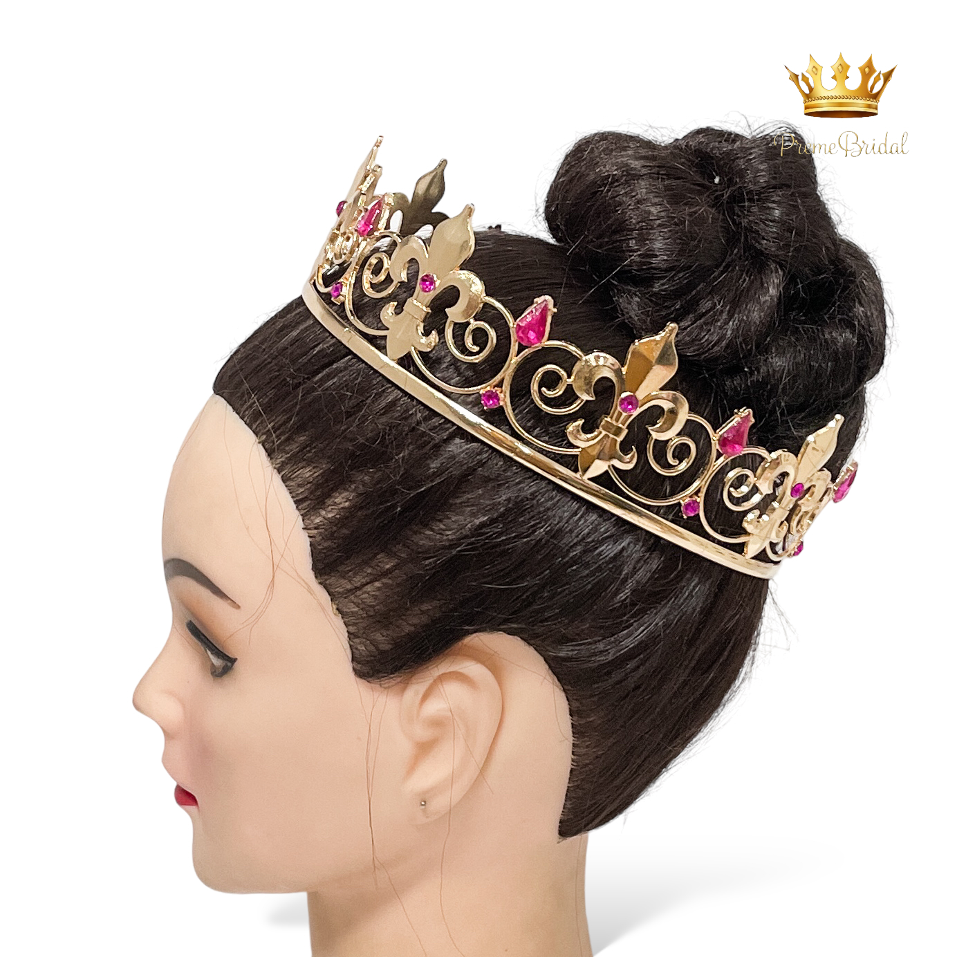 (พร้อมส่ง) มงกุฏผู้ชาย 026 สีทอง-ชมพูบานเย็น มงกุฎผู้ชาย มงกุฎเจ้าชาย งานสวย ปราณีต QCเพชรทุกเม็ด