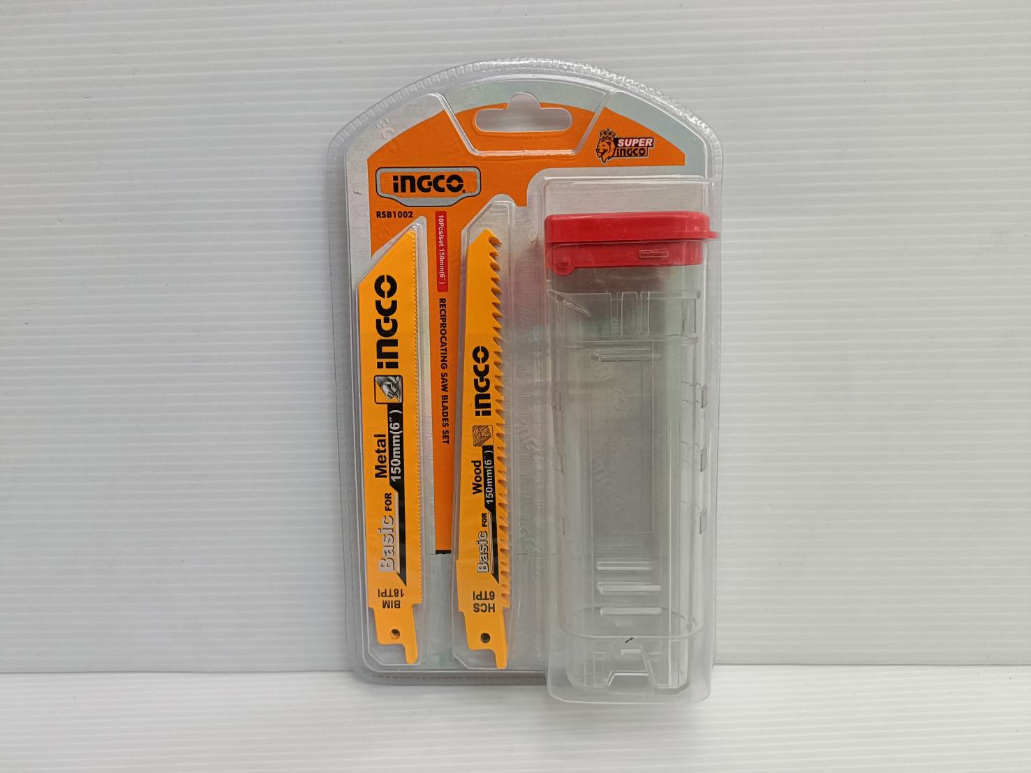 INGCO ชุดใบเลื่อยชัก 6 นิ้ว ใบเลื่อยตัดไม้ 6T-6ใบ / ตัดเหล็ก 18T-4ใบ จำนวน 10 ใบ/ชุด พร้อมกล่องเก็บใบ รุ่น RSB1002