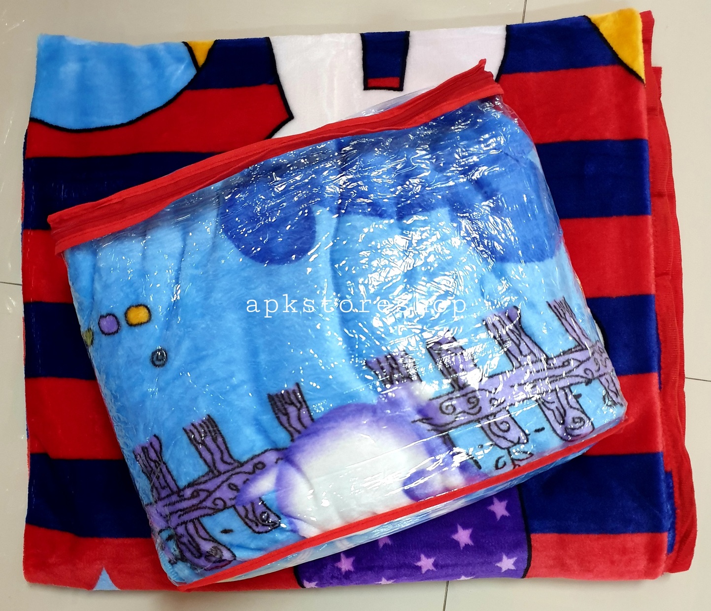 ขายส่ง ผ้าห่มนาโน แบบหนา #APK138-ลายการ์ตูน กุ๊นขอบ ส่ง 138 บาท