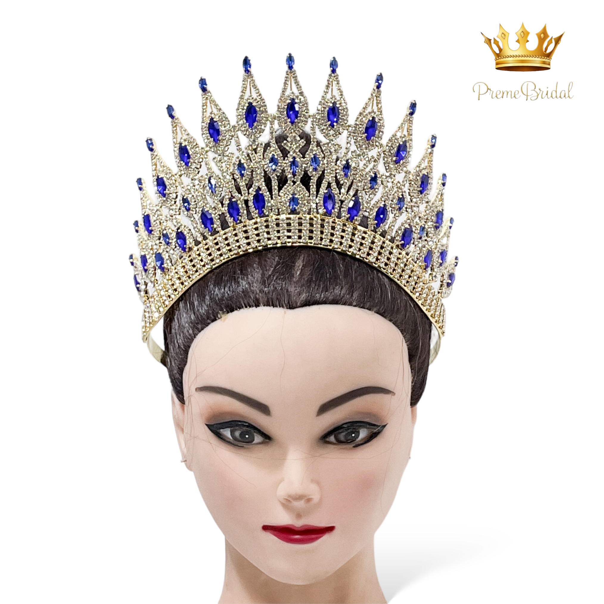 (พร้อมส่งจากไทย) มงกุฏ 119 สีน้ำเงิน งานสวย งานนางงาม รุ่นฐานกลม ปรับขนาดได้ ส่งด่วน ส่งจากไทย