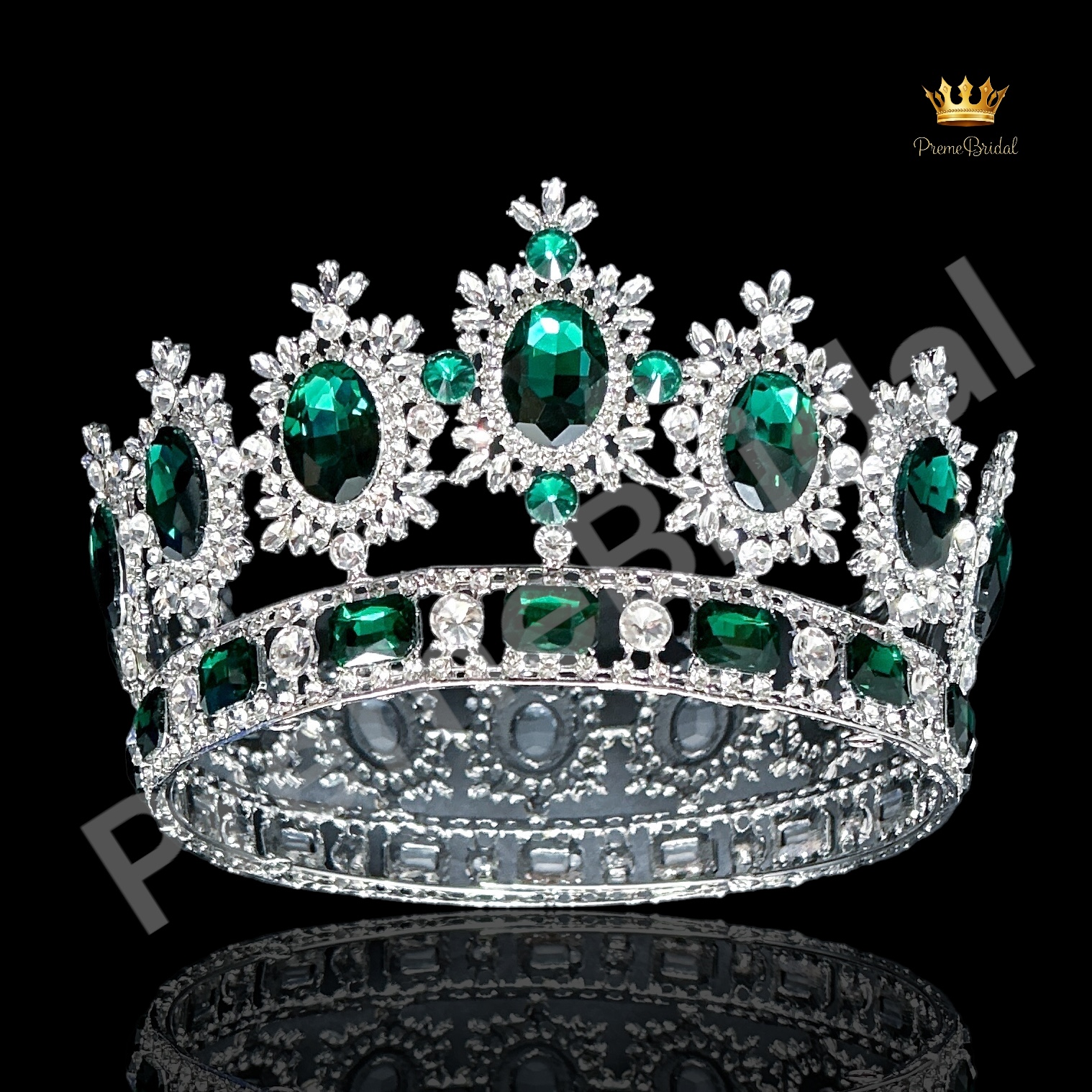 (พร้อมส่ง) มงกุฏผู้ชาย 027 สีเขียว มงกุฎผู้ชาย มงกุฎพระราชา มงกุฎประกวด