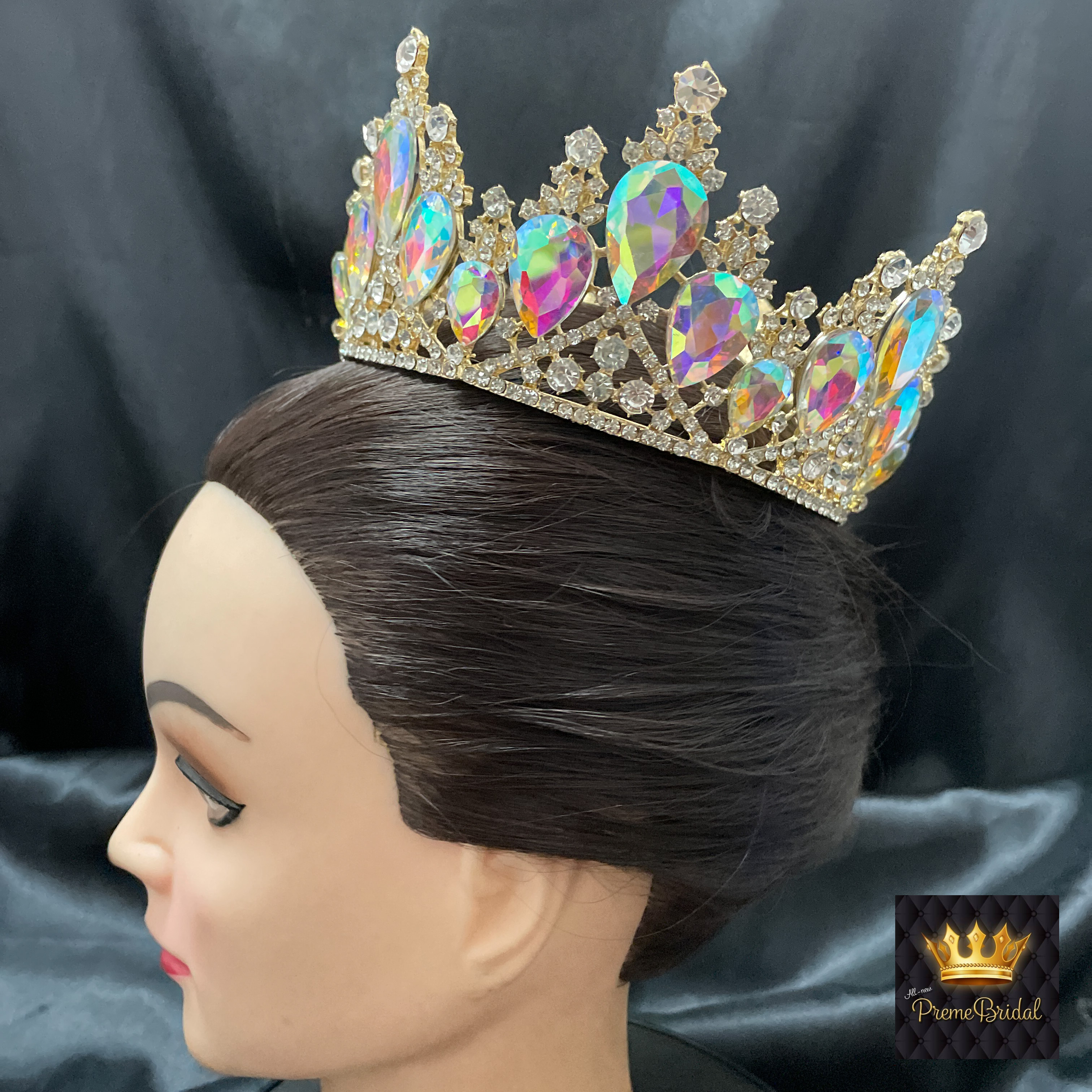 (พร้อมส่ง) มงกุฏ 049 สีรุ้ง-ทอง มงกุฎนางงาม มงกุฎประกวด งานดี เกรดพรีเมี่ยม จัดส่งจากไทย ไม่ต้องรอนาน