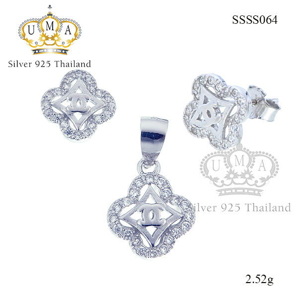 ต่างหูพร้อมจี้ ( เงิน ) = Earring with Pendant ( Silver )