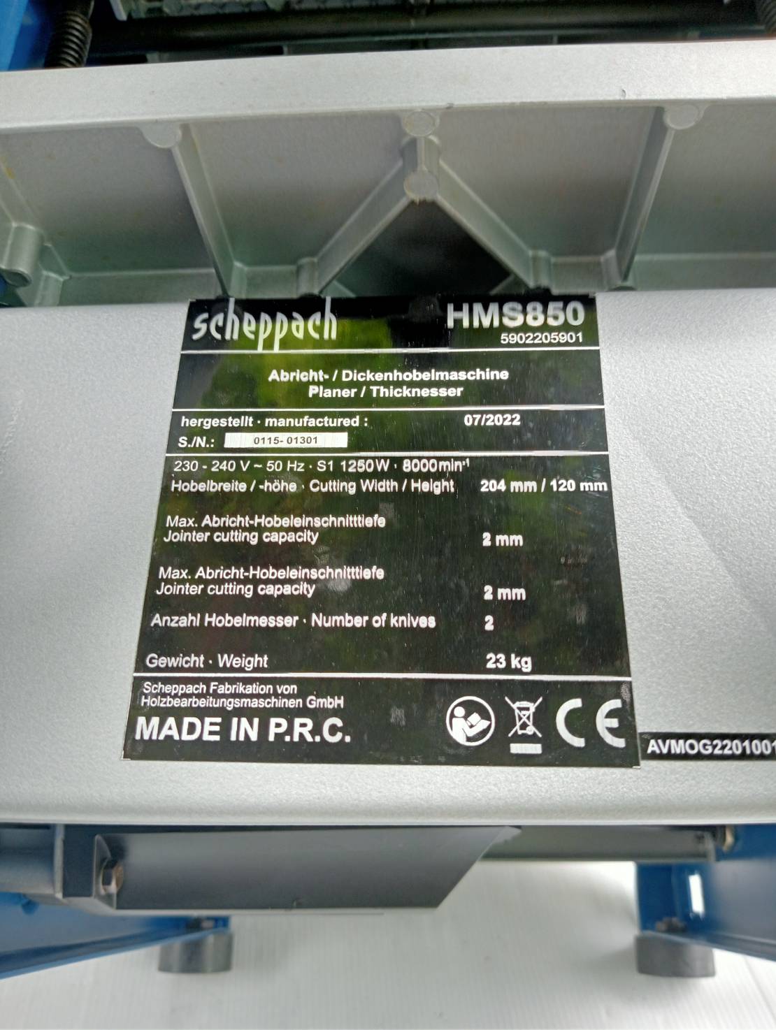 เครื่องไส-รีดไม้ 2IN1 8" HMS850 SCHEPPACH