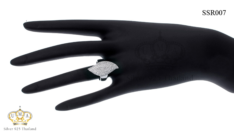 แหวนเงินแท้925เพรชประดับเพรชแท้สวิส เกรดดี น้ำใส