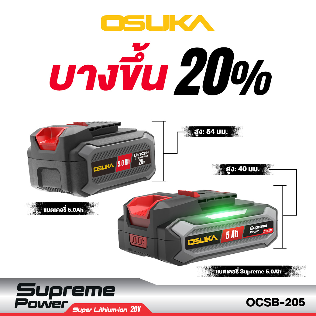 ก้อนแบตเตอรี่ 5.0Ah Supreme Power OCSB-205 OSUKA