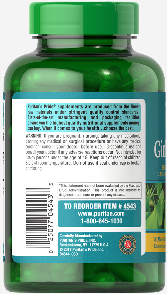 Puritan Ginkgo Biloba 120 mg 200 Capsules