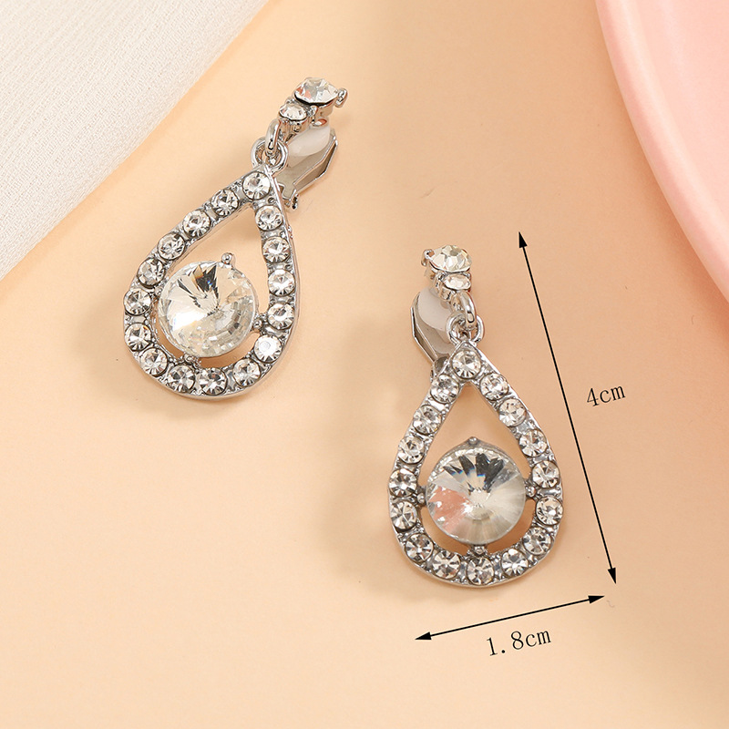 (พร้อมส่ง) ต่างหูแบบหนีบ 013 ต่างหูเพชร ต่างหูนางงาม ต่างหูเจ้าสาว ต่างหูใส่ออกงาน