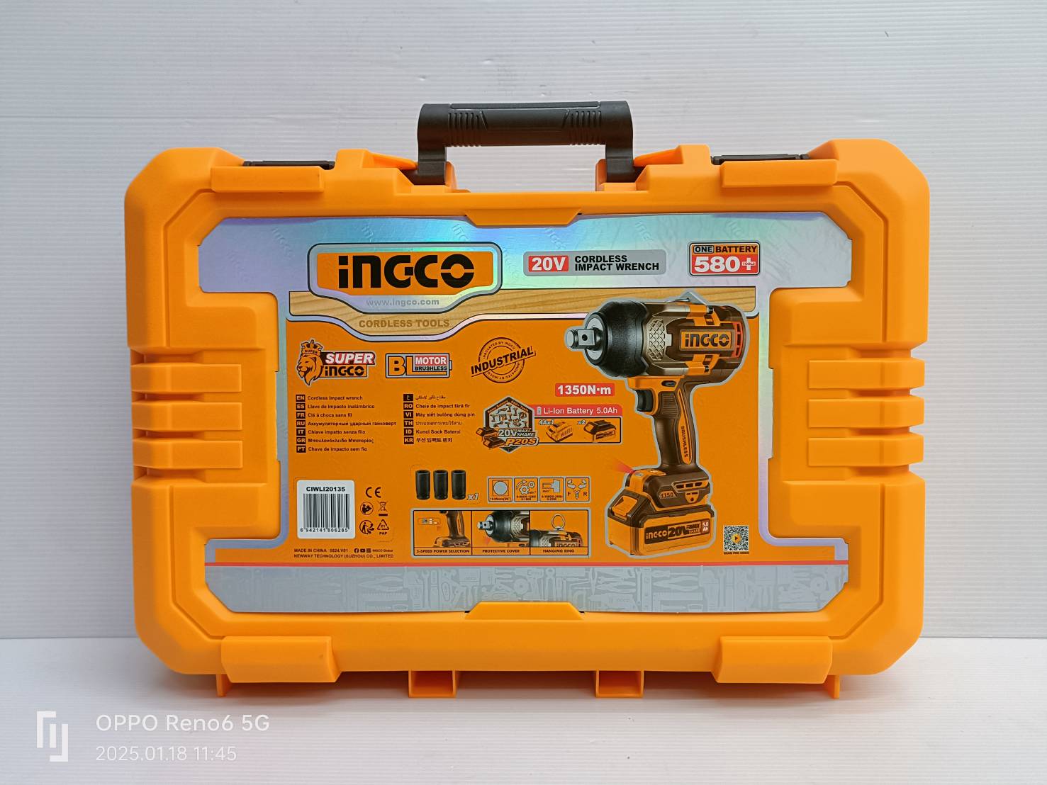 INGCO บล็อกไร้สาย3/4 1350Nm. รุ่น CIWLI20135 ครบชุด