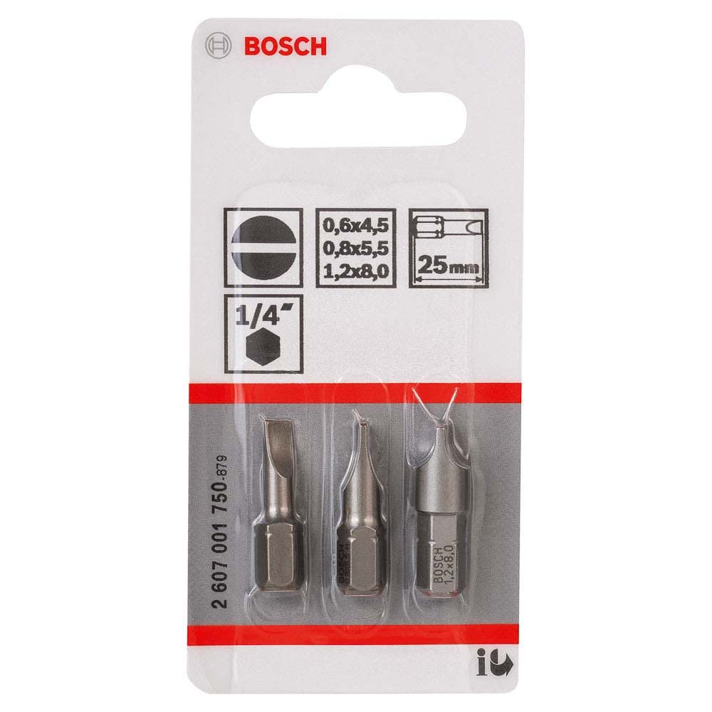 ดอกไขควง25มม. SL0.6x4.5 / SL0.8x5.5 / SL1.2x8.0 BOSCH 2607001750